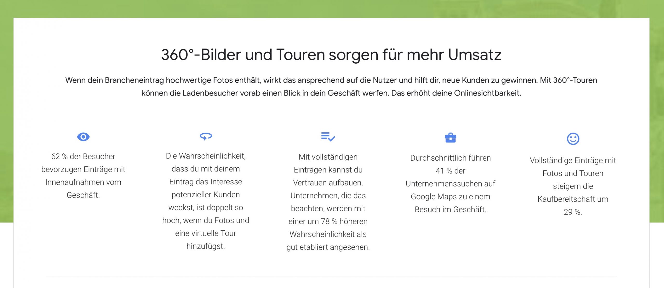 360 Grad Ansichten und virtueller Rundgänge auf Google